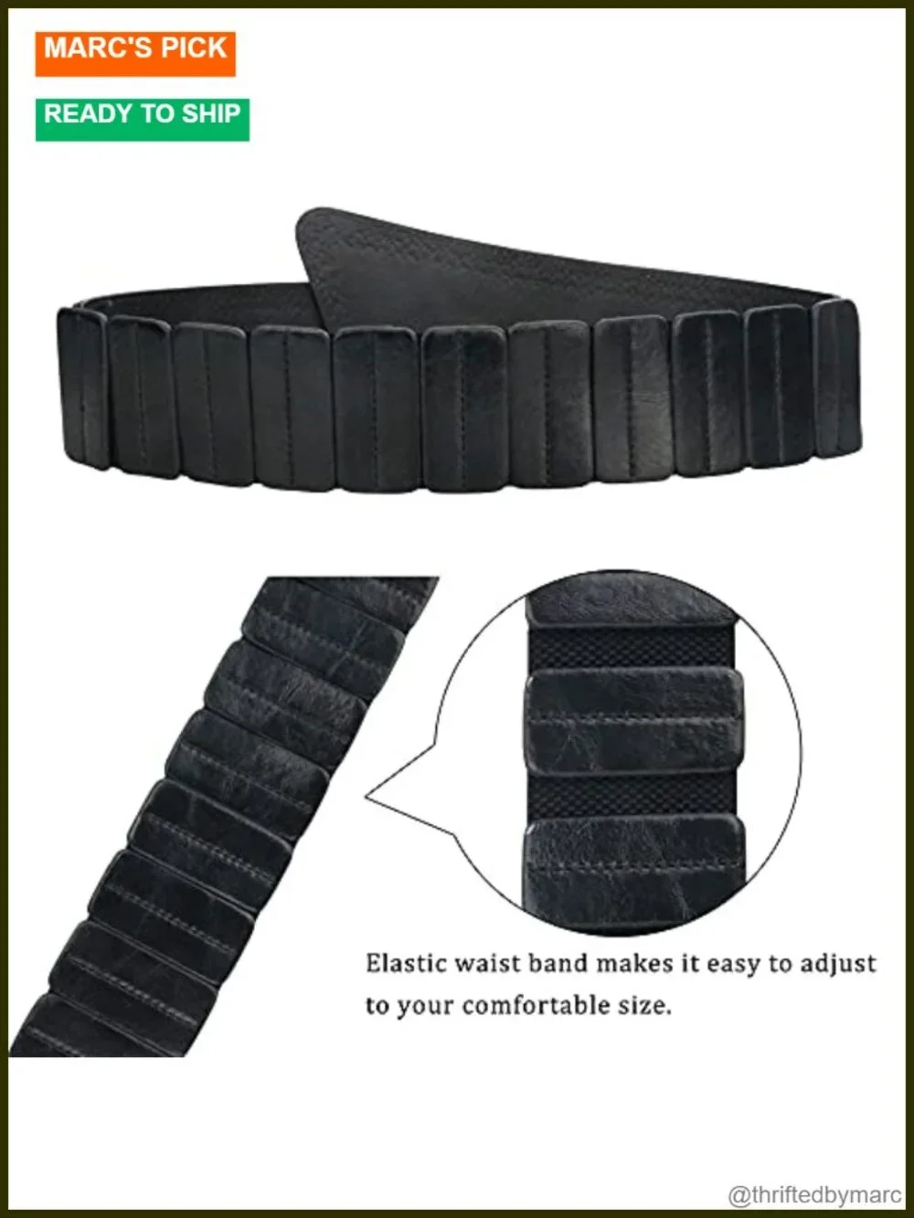 Wide Elastic Studded Punk Belt for 80s Retro Dresses